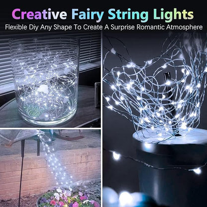2 Pack 200LED Christmas Battery Operated Fairy Lights with Remote, 8 Modes String Lights with Timer, Dimmable, Memory Function, Waterproof Twinkle Lights for Outdoor Indoor Christmas Decor(Cool White)