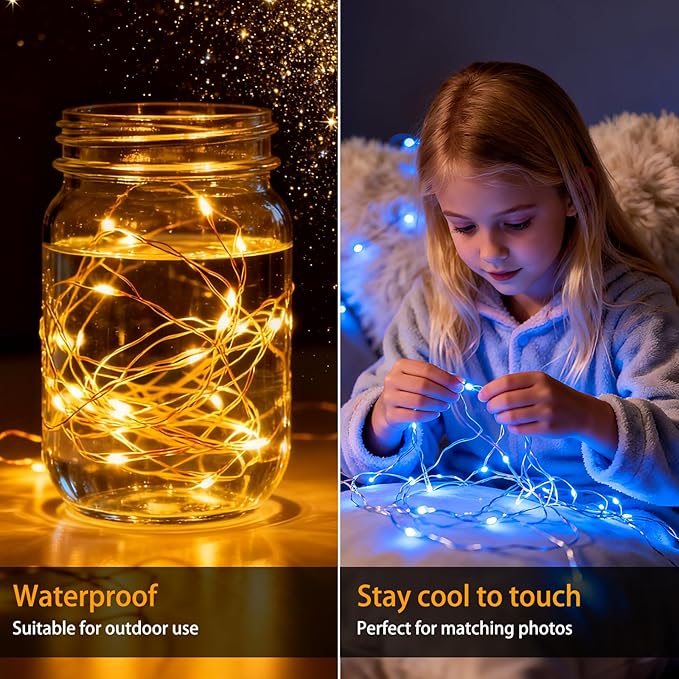 12-Pack 30 LED Christmas Twinkle Lights, 10ft Waterproof for Yard