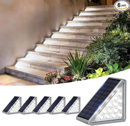 Grey Solar Step Light Outdoor Stair Lights, Deck Lights Outdoor Powered IP65 Waterproof, 6500K Cool White Solar Outdoor Step Light, Decor for Stair, Deck, Step,Porch and Outside Patio,6 Pack