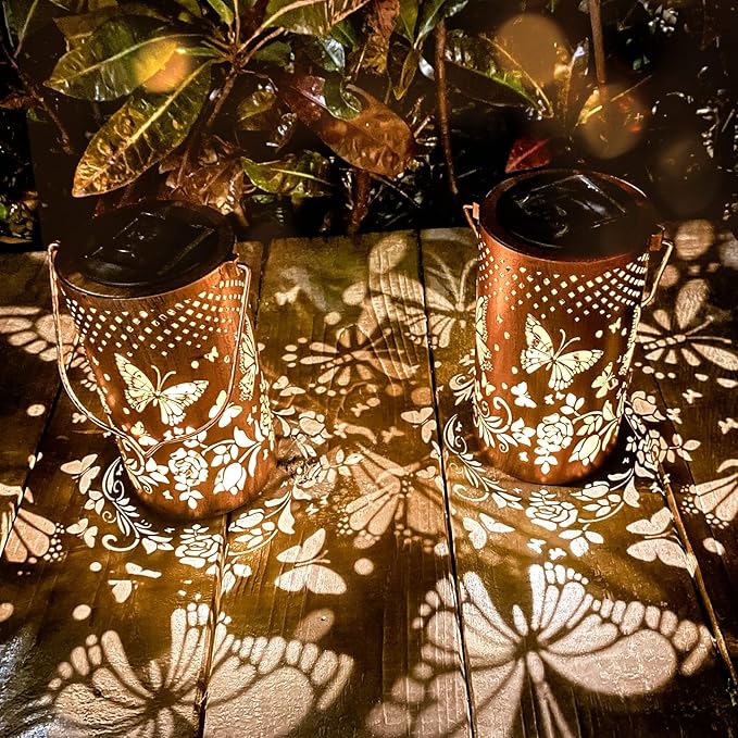 Butterfly Solar Lantern Set 2-Pack, Charming Garden Lighting