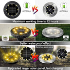 Solar Flat Disk Lights 8-Pack, Waterproof Landscape