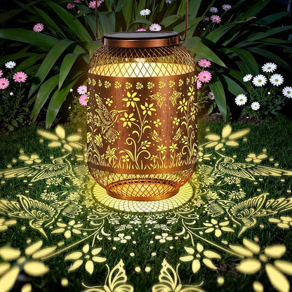 Vaukki Solar Lantern Outdoor Waterproof, Hummingbird Garden Decor Birthday Gifts for Women Friendship Mom Grandma Sister, Metal Hanging Solar Lights for Outside, Patio, Yard, Backyard, Porch, Pathway