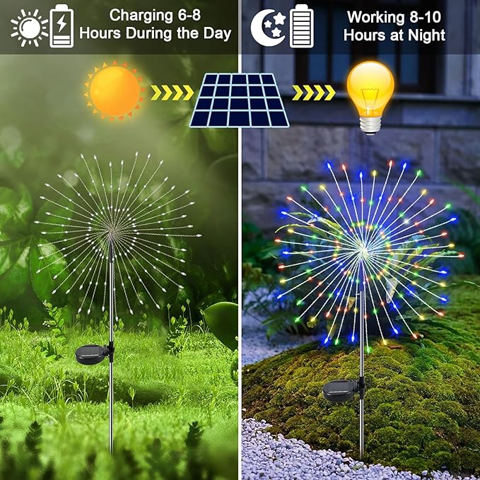 Multicolor Solar Pathway Lights 2-Pack, Garden LED