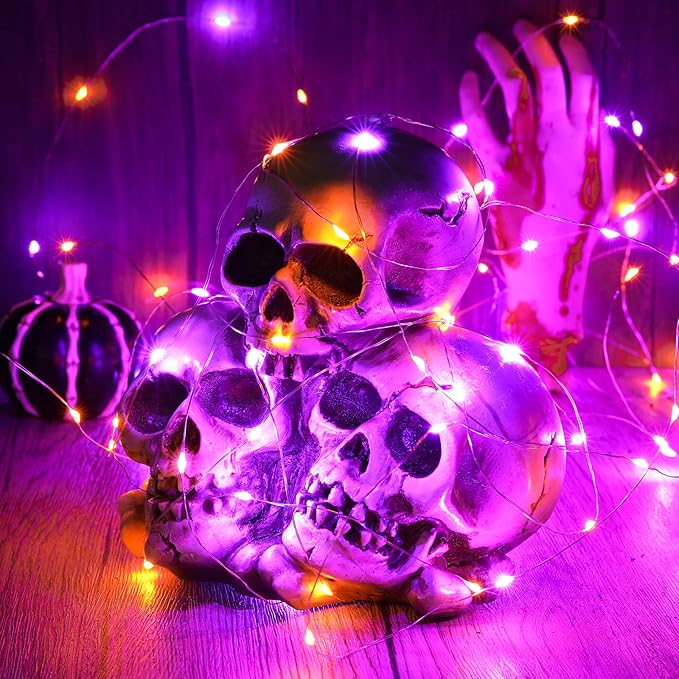 2-Pack Halloween String Lights, 16.4ft 50 LED Timer