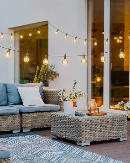 Brightown 209FT LED Outdoor String Lights - Patio Lights with 100 Shatterproof Clear Dimmable Edison Bulbs, Waterproof Connectable Hanging Light for Outside Backyard Porch Party Christmas Decoration