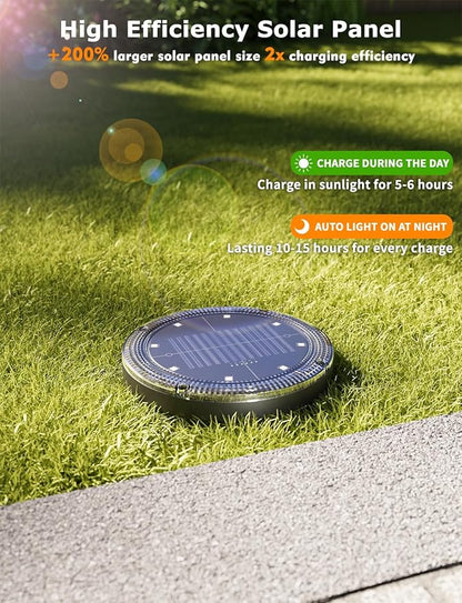 Color Changing Solar Ground Lights with 33ft Long Distance Remote Control - Flat Solar Lights Outdoor Waterproof - Pathway Lights Solar Powered for Yard Decorative Outside Lawn Walkway [10 Pack]