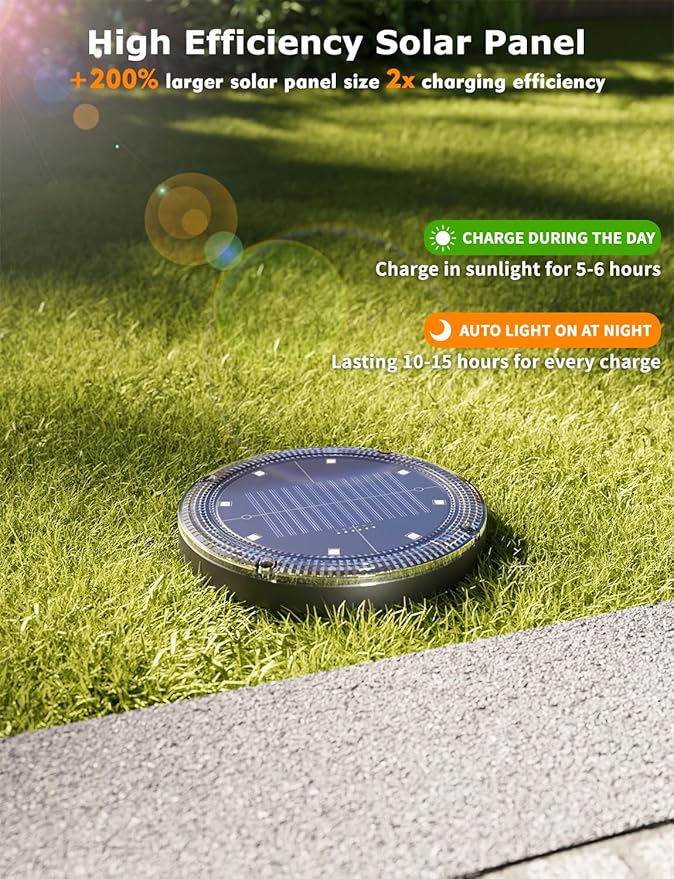 Color Changing Solar Ground Lights with 33ft Long Distance Remote Control - Flat Solar Lights Outdoor Waterproof - Pathway Lights Solar Powered for Yard Decorative Outside Lawn Walkway [6 Pack]
