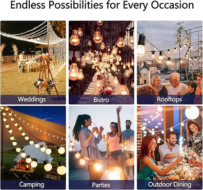Stright 60FT Solar String Lights Outdoor Weatherproof with Remote, Solar Powered LED Edison Bulb 15 Sockets Outdoor String Lights for Outside Patio Backyard Fence Halloween Christmas Decorations