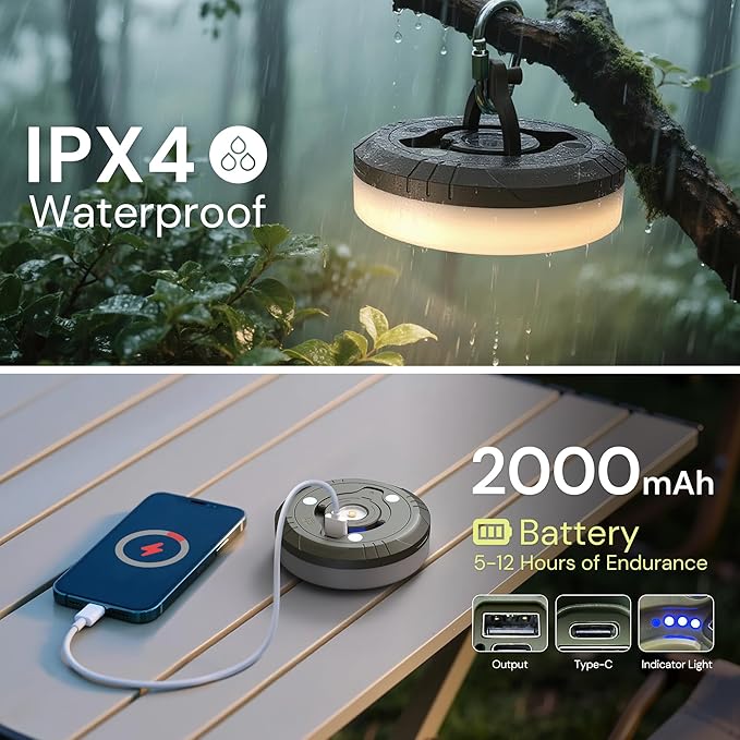 L LOHAS LED Upgraded 2 Packs Camping String Lights, 4 in 1 Quick Recovery Waterproof Camping Lights, 32.8FT with 8 Modes, Camping Essentials for Yard, Tent, Hiking, Patio, and Christmas Decor