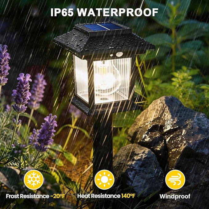 Solar Pathway Lights Outdoor, 6 Pack Bright Solar Lights Outdoor, 3 Auto Modes On/Off, IP65 Waterproof Solar Garden Lights Powered Landscape Lighting for Yard Pathway Landscape Path Patio Camp