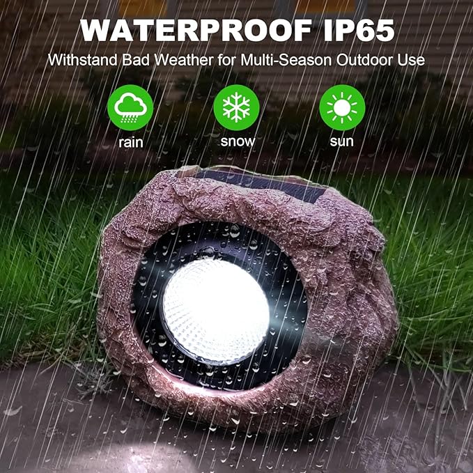 Solar Garden Lights Outdoor Super Bright Solar Rock Spot ligths Outdoor 2 Pack Led Landscape Lighting for Pathway Lawn Patio Porch Yard Walkway