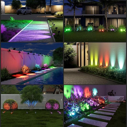 T-SUN Solar Spotlights, 2-in-1 RGB Solar Landscape Spotlights Outdoor Waterproof, Auto ON/Off Dual Head LED Lights for Garden, Yard, Halloween, Christmas Decor(RGB)