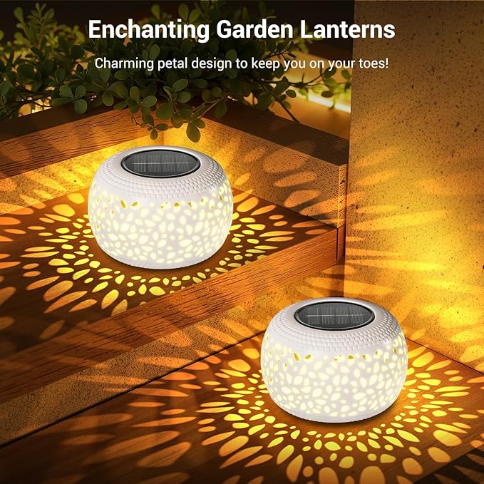 Solar Backyard Lanterns 2-Pack, Patio Hanging LED Decor
