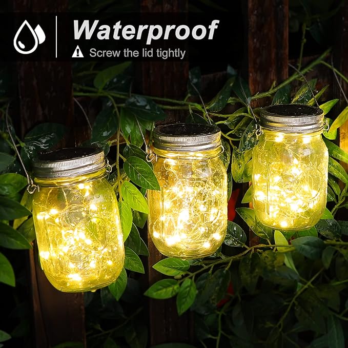 6-Pack Outdoor String Lights, Warm White Waterproof LED