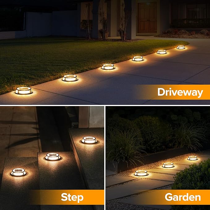 4-Pack Solar Fence Lights, Warm White Waterproof LED