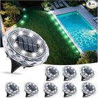 Solar Flat Disk Lights 8-Pack, Waterproof Driveway