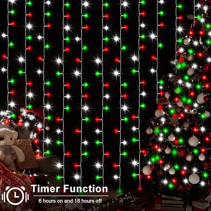 Christmas Porch String Lights, 8ft 300 LED Waterproof