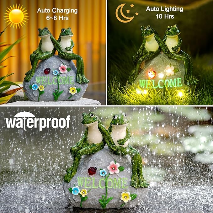 Frog Solar Lawn Figurine Light, Waterproof