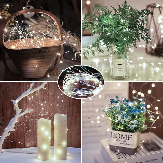 24-Pack White Patio String Lights, 7ft Weatherproof LED