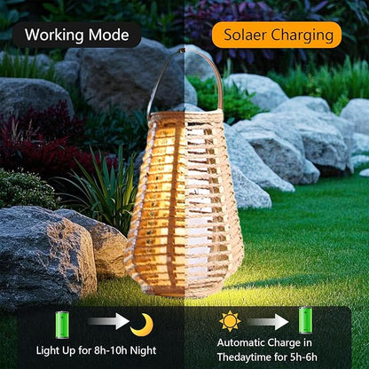2 Pack Solar Lanterns Outdoor Waterproof, Imitation Candle Lantern in Bohemian Style for Garden, Backyard, Patio Decor, Birthday Gifts for Women Mom Grandma, Hanging Garden Lights for Outside
