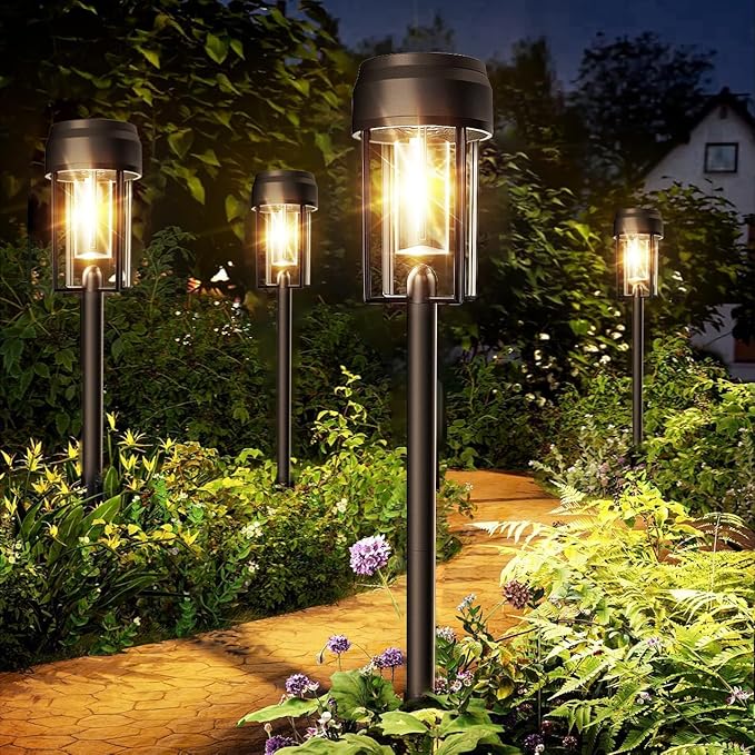 Solar Pathway Lights Outdoor, 8 Pack Bright Solar Path Lights IP65 Waterproof, Auto On/Off Outdoor Lighting 3200k for Yard Walkway Driveway Landscape Garden Decor