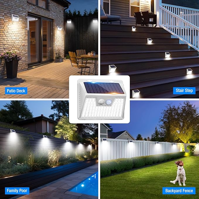 20-Pack White Modern Solar Patio Lights, Outdoor LED