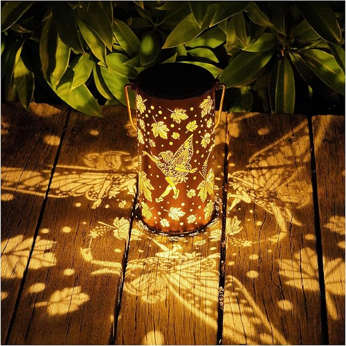 Metal Backyard Solar Lanterns for Yard, Waterproof LED
