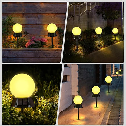 BlcTec Solar Pathway Lights Outdoor, Warm White Path Lights with 3-Sided Solar Panels, 15H Runtime, IP65 Waterproof, Auto On/Off for Patio, Garden, Lawn, Driveway, Yard, Landscape Decor, 2 Pack