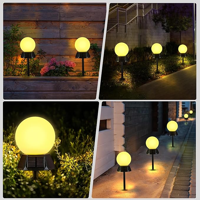 BlcTec Solar Pathway Lights Outdoor, Warm White Path Lights with 3-Sided Solar Panels, 18H Runtime, IP65 Waterproof, Auto On/Off for Patio, Garden, Lawn, Driveway, Yard, Landscape Decor, 6 Pack