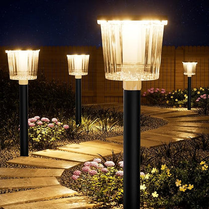 Super Bright Solar Pathway Lights Outdoor Powered,Adjustable Warm&Cool White,Waterproof IP65 Garden Decor Landscape Lighting Outside for Yard/Patio/Walkway/Driveway/Landscape (Obsidian Black, 3 Pack)