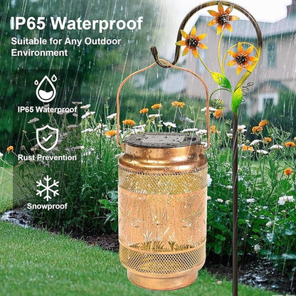 Dragonfly Solar Lanterns Outdoor Waterproof with Shepherd Hook, Birthday Gifts for Women Mom Grandma, Metal Solar Hanging Lights Garden Decor for Outside Yard Patio Pathway Backyard Porch