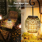 2-Pack Decorative Backyard Solar Lanterns for Patio, Waterproof LED