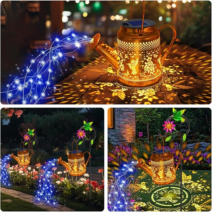 Hummingbird Solar Hanging Lanterns, Rustic Patio Decor