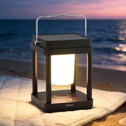 Solar Lantern Outdoor Table Lamp, Touch Control Outdoor Cordless Lantern, Solar Lanterns Waterproof Rechargeable Lanterns for Reading, Walking, Camping