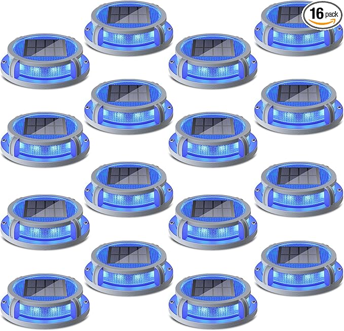16-Pack Blue Solar Gutter Lights, Outdoor LED