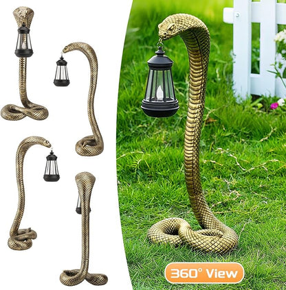 Solar Lantern Outdoor Snake Figurines 19.29‘’ for Garden Decoration,Yard Art Lawn Ornaments ,Porch Patio Balcony Home House - Housewarming Gifts for Birthday,Father's Day,Halloween (Large size-bronze)