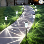 Cold White Solar Pathway Lights 15-Pack, Walkway LED