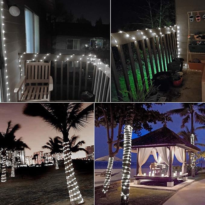 Pure White Christmas Lights, 72ft LED Timer