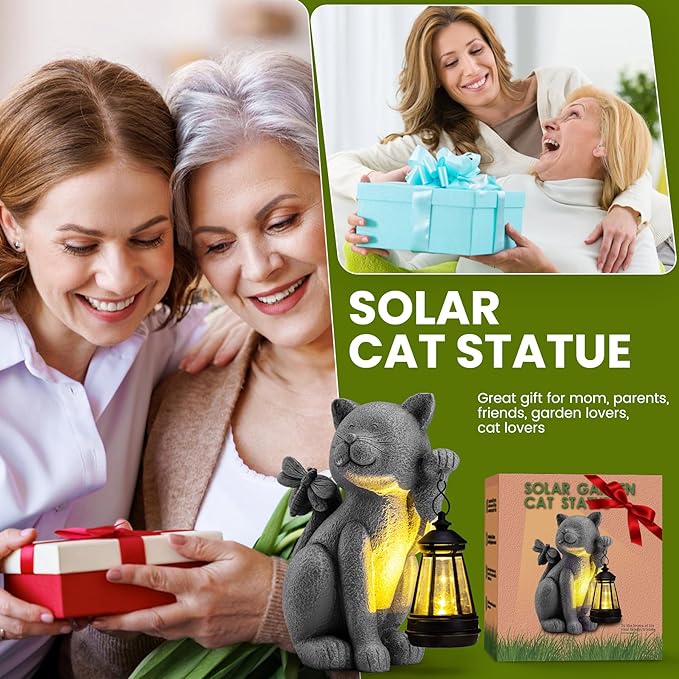 Cat Solar Lawn Figurine Light, Waterproof