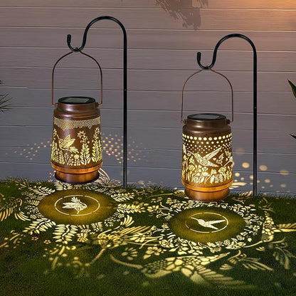 2 Pack Hummingbird Solar Lantern - Hummingbird Solar Lights for Outside, Patio, Backyard, and Porch - Waterproof Hanging Lantern for Outside - Perfect Gifts for Women
