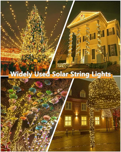 Upgrade 2Pack 500LED Solar String Lights Outdoor Waterproof, 180FT Solar Lights Outdoor String with 8 Modes, IP65 Waterproof Twinkle Christmas Light for Outside, Garden Tree Decoration, Warm White
