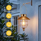 Solar Courtyard Lanterns 2-Pack, Porch Hanging LED Decor