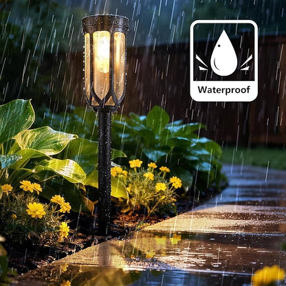 Lomotech Solar Pathway Lights - 8 Pack Solar Lights Outdoor Waterproof, Bright LED Solar Garden Lights for Patio Landscape Lawn Yard Walkway Driveway (Warm White)