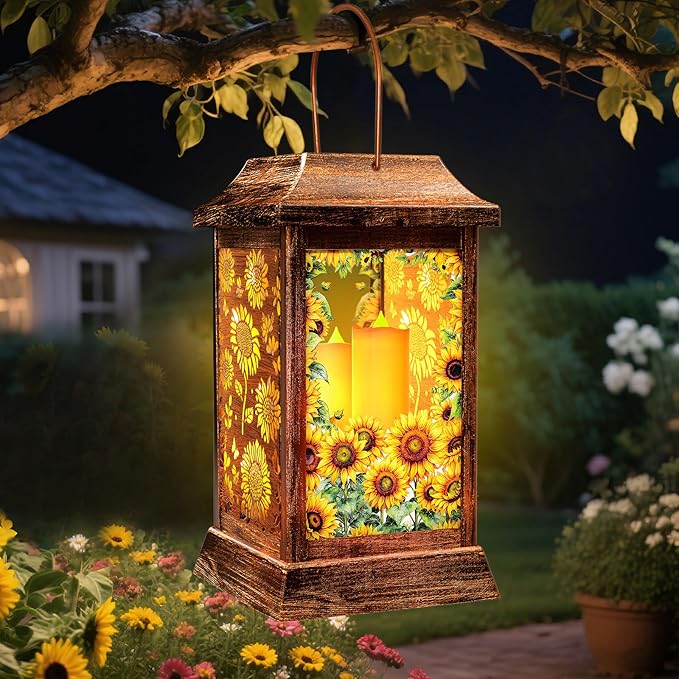 Sunflower Solar Hanging Lanterns, Classic Porch Decor