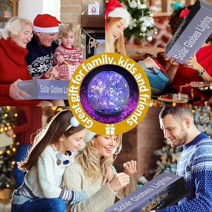 Solar Globe Lights Outdoor Waterproof-Solar Balls Garden-Cracked Glass Ball Solar Lights Outdoor-Solar Orbs Outside-Outdoor Decorations Patio & Yard Lawn Backyard Decor