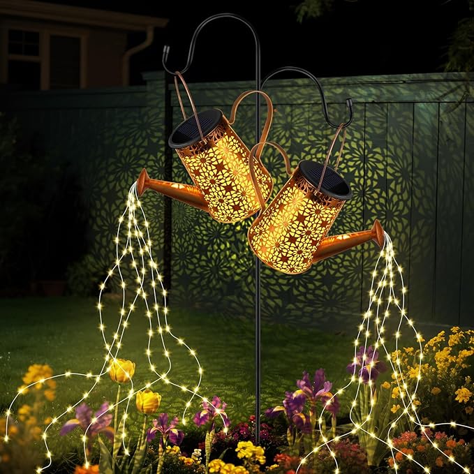 Solar Watering Can with Lights, Large Waterproof Solar Outdoor Lights Decorative Metal Solar Garden Lights Solar Lanterns Hanging Garden Lights for Yard Patio Pathway Walkway Lawn Gardening Gift