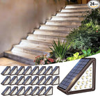 24-Pack Solar Patio Step Lights, Cool White Waterproof