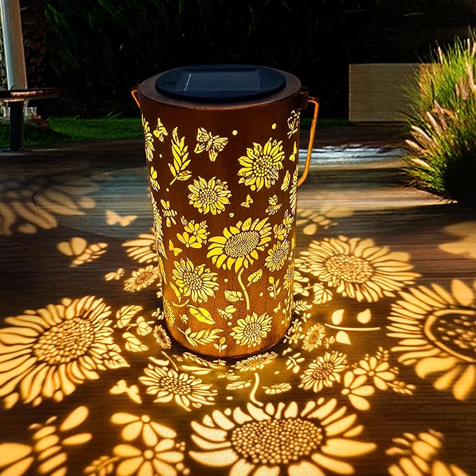 Sunflower Solar Garden Lanterns, Metal Waterproof LED