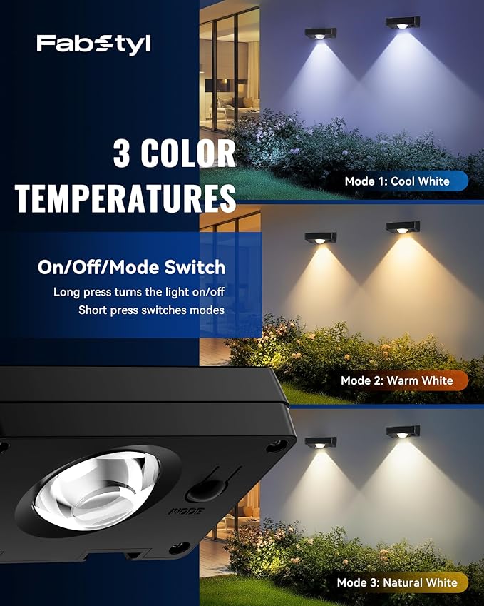 Solar Fence Lights Outdoor Waterproof, 3000/4500/6000K 3 Mode, Fence Lights Solar Powered for Outside Backyard, Railing, Step, Patio, Fence Post, Home Improvement Garden Decor, 16 Pack