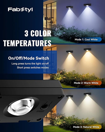 Solar Fence Lights Outdoor Waterproof, 3000/4500/6000K 3 Mode, Fence Lights Solar Powered for Outside Backyard, Railing, Step, Patio, Fence Post, Home Improvement Garden Decor, 16 Pack